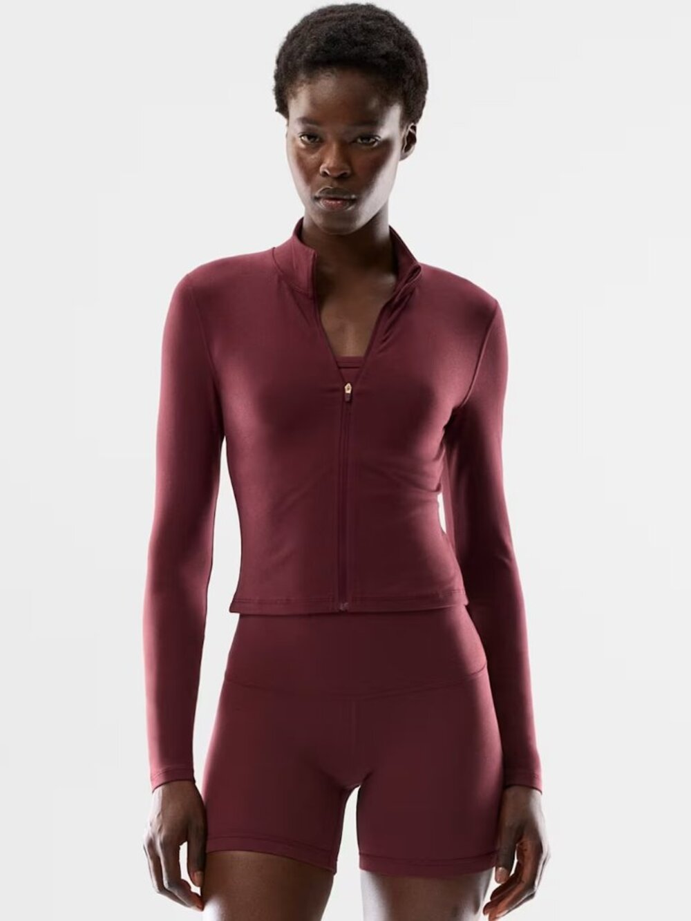 Aritzia BUTTER LIMIT ZIP-UP in Sumac Burgundy | Long sleeve full-zip | Size XXS